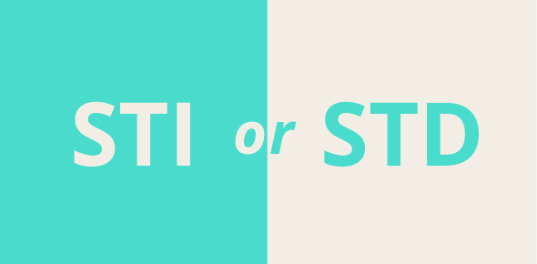 The words "STI or STD" against a blue and light tan background
